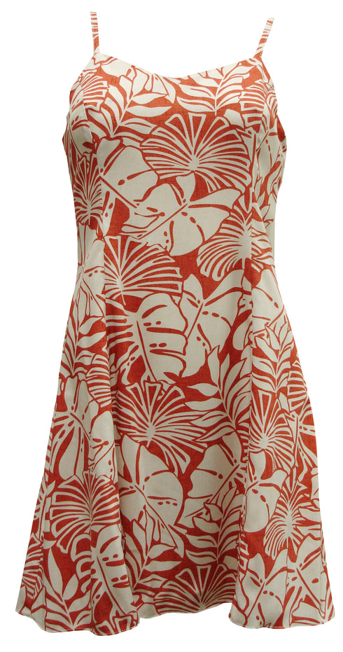 Pareau Leaves Women's Princess Seam Flared Hawaiian Dress (Petite Size)