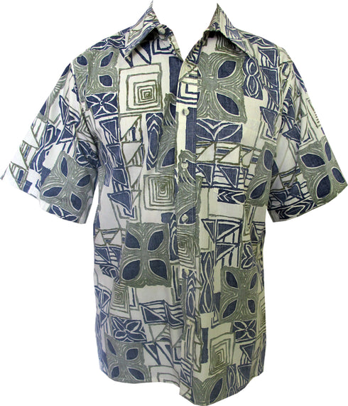 Made in USA - Go Barefoot Men's Square Tapa Reverse Aloha Shirt