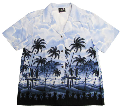 Pineapples View Women's Hawaiian Camp Shirt