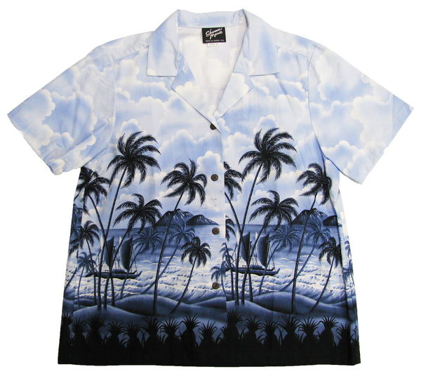 Pineapples View Women's Hawaiian Camp Shirt