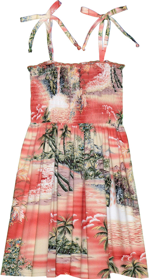 Paradise Island Surf Girl's Hawaiian Smocked Dress