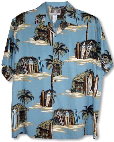 RJC Mens Surfboard Beach Shack Rayon Shirt