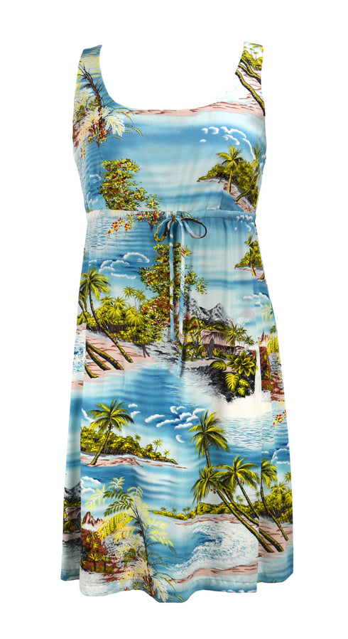 Paradise Island Surf Women's Empire Tie Front Hawaiian Dress (Generous Fit)