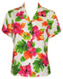 Two Palms Women's Hibiscus Watercolor Fitted Blouse