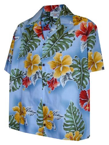 Pacific Legend Womens S to XXL Flamboyant Hibiscus Camp Shirt