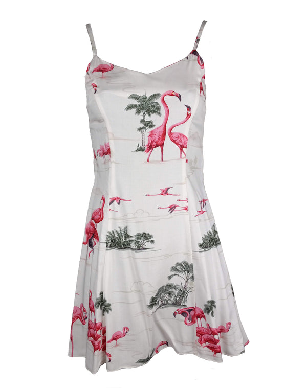 Flamingo Lagoon Women's Princess Seam Flared Hawaiian Dress (Petite Size)