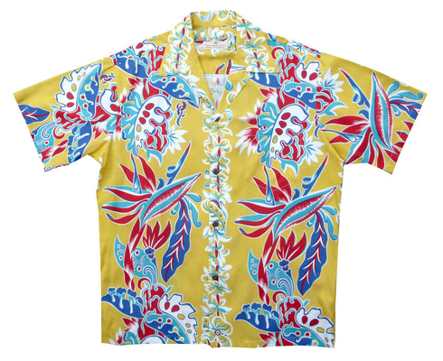Pineapple Juice Mens Bird of Paradise Monstera Panel Shirt