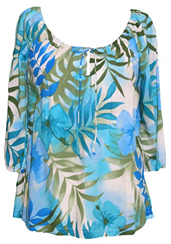 RJC Womens Watercolor Tropic Peasant Blouse