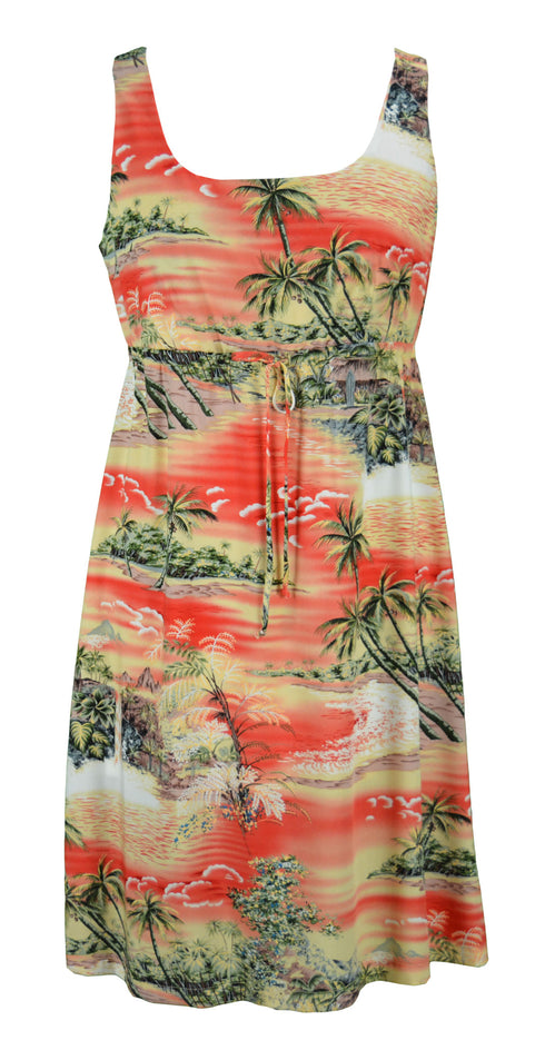 Paradise Island Surf Women's Empire Tie Front Hawaiian Dress (Generous Fit)