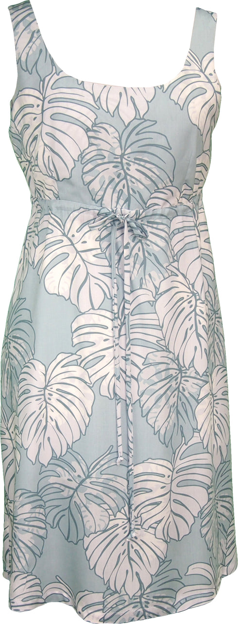 Monstera Leaf Women's Empire Tie Front Hawaiian Dress (Regular Fit)