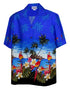 Pacific Legend Men's Parrot Island Border Print Hawaiian Shirt