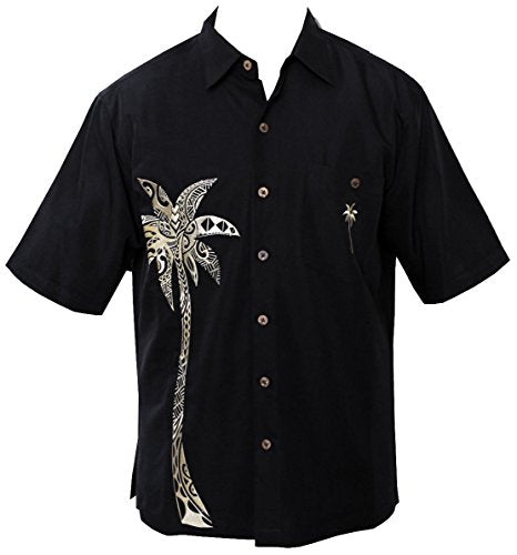Go Barefoot Mens Poly Tattoo Palm Embroidered Shirt