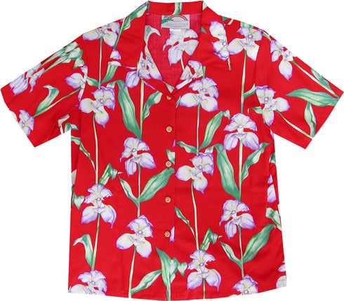 Orchid Panel Women's Hawaiian Camp Shirt