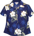 Pacific Legend Women's White Hibiscus Monstera Fitted Shirt