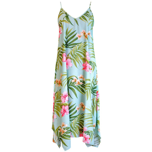 Pale Hibiscus Orchid Maxi Scarf Hawaiian Hem Dress