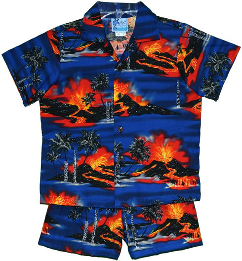 Kilauea Big Island Volcano Boy's 2pc Cabana Set