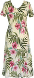 RJC Women's Pale Hibiscus Orchid Tea Length Cap Sleeve Hawaiian Dress