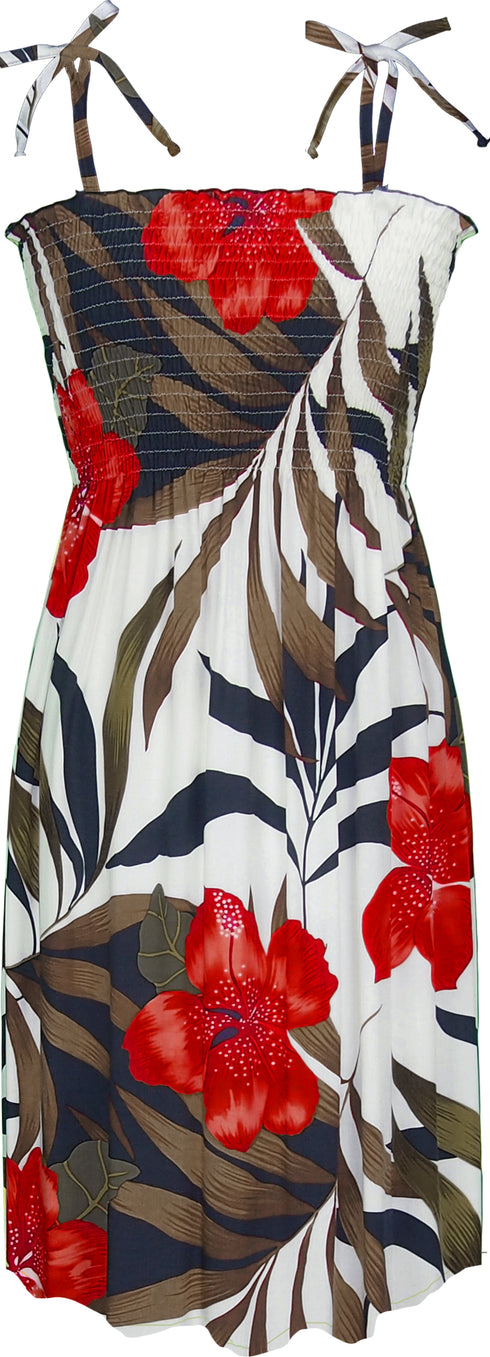 Delightful Hibiscus Women's Hawaiian Smocked Dress