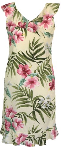 RJC Womens Pale Hibiscus Orchid Ruffle Short Tank Dress