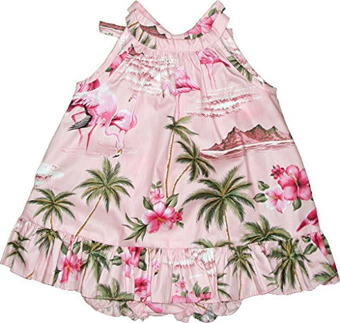 RJC Baby Girls Flamingo Paradise Halter Ruffle Hawaiian 2pc Dress Set