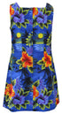 Neon Hibiscus Moon Women's A-Line Hawaiian Short Tank Dress