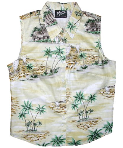 Polynesian Island Women's Fitted Sleeveless Aloha Blouse - Regular Size