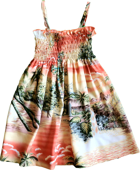 Paradise Island Surf Girl's Hawaiian Smocked Dress
