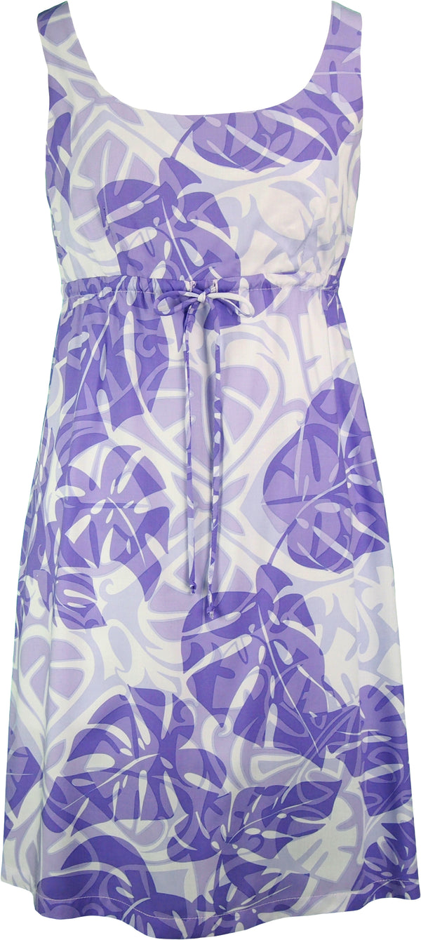 Floating Monstera Women's Empire Tie Front Hawaiian Dress (Regular Fit)