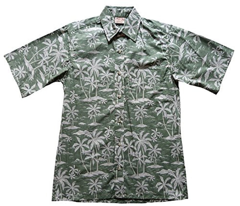 Made in USA - Go Barefoot Men's Island Palms Reverse Aloha Shirt