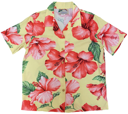 Hibiscus Blossom Women's Hawaiian Camp Shirt
