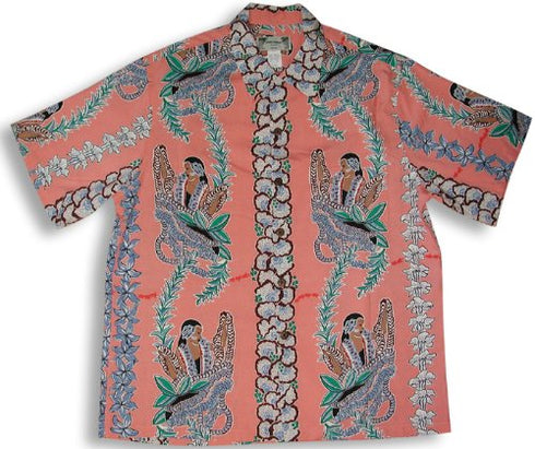 Lei Lady New Kamehameha Men's Hawaiian Aloha Rayon Vintage Shirt