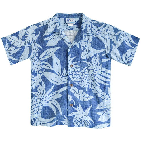 Hala Pineapples Hawaiian Aloha Boys Rayon Shirt