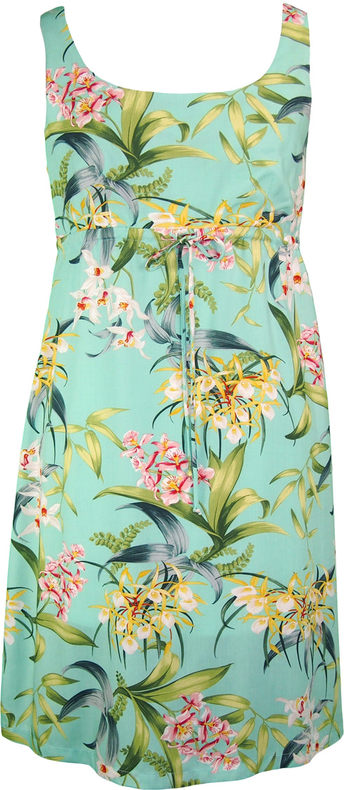 Orchidaceae Women's Empire Tie Front Hawaiian Dress (Regular Fit)