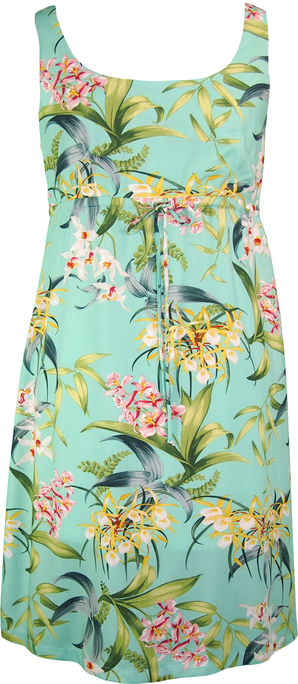 Orchidaceae Women's Empire Tie Front Hawaiian Dress (Regular Fit)