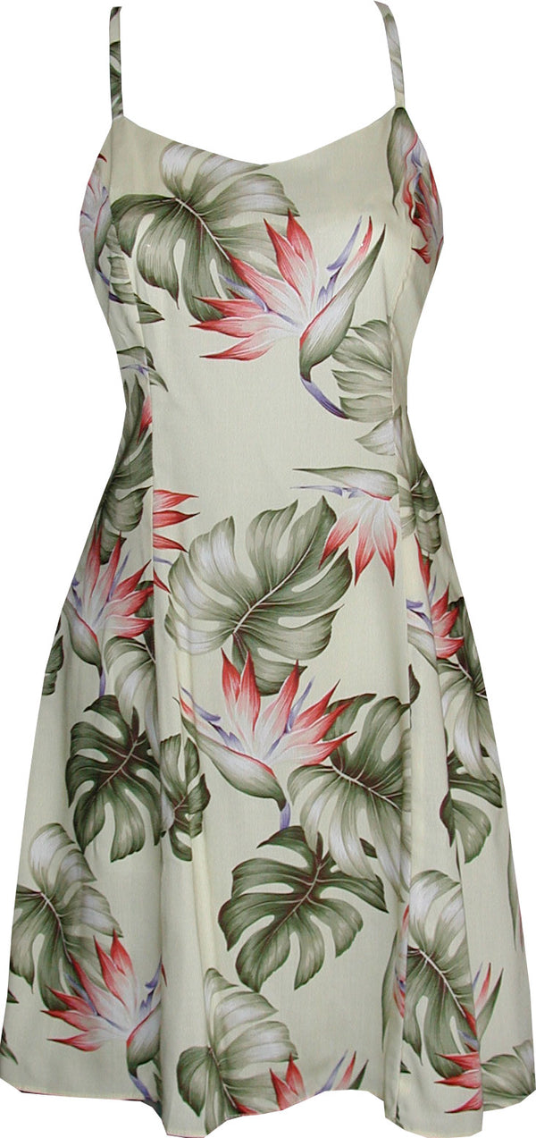 Monstera Paradise Women's Princess Seam Flared Hawaiian Dress (Petite Size)