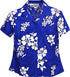 Pacific Legend Women's Shadow White Hibiscus Fitted Shirt