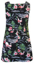 Pink Flamingo Hibiscus Women's A-Line Hawaiian Short Tank Dress