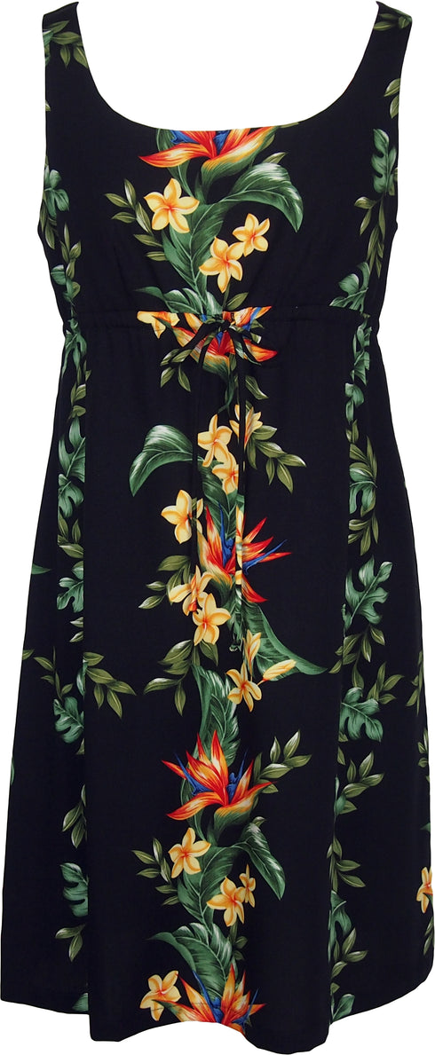 Island Bird of Paradise Women's Empire Tie Front Hawaiian Dress (Regular Fit)
