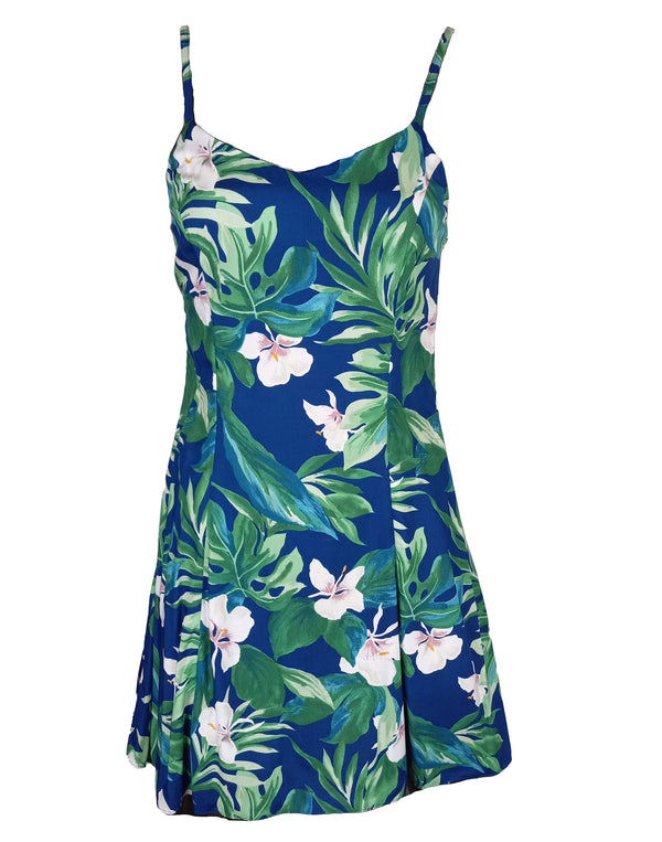 White Ginger Women's Princess Seam Flared Hawaiian Dress (Petite Size)