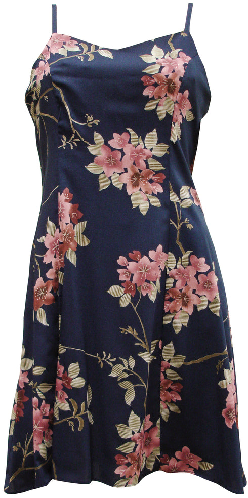 Sakura Cherry Blossoms Women's Princess Seam Flared Hawaiian Dress (Petite Size)