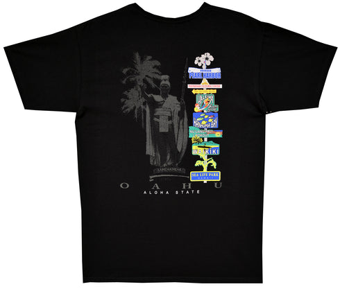Hawaii Island Signpost Screenprinted Hawaiian T-Shirt