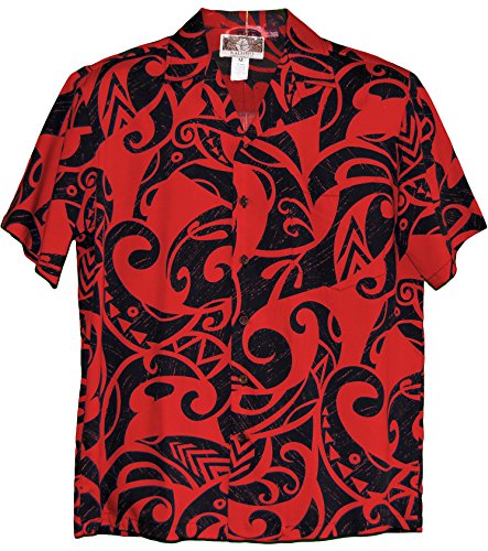 RJC Mens Modern Polynesian Tattoo Rayon Shirt