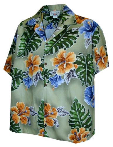 Pacific Legend Womens S to XXL Flamboyant Hibiscus Camp Shirt