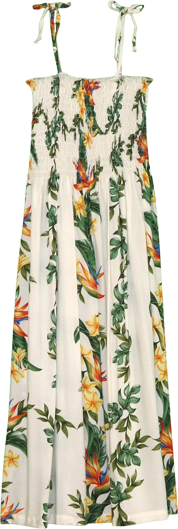 Island Bird of Paradise Panel Women's Hawaiian Smocked Dress