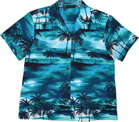 Night Time Surf Women's Hawaiian Camp Shirt