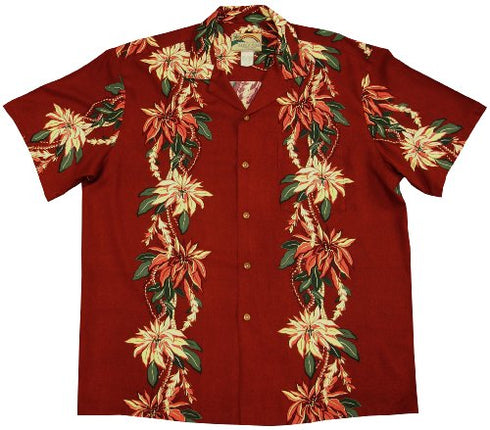 Paradise Found Mens Christmas Poinsettia Panel Shirt