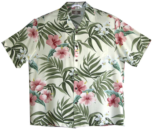 RJC Mens Pale Hibiscus Orchid Rayon Shirt
