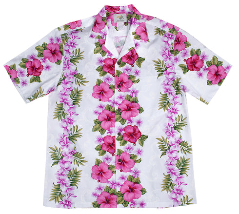 Two Palms Men's Plumeria Hibiscus Panel Aloha Shirt
