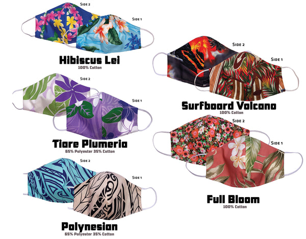 RJC 2 Sided Hawaiian Cotton Face Masks