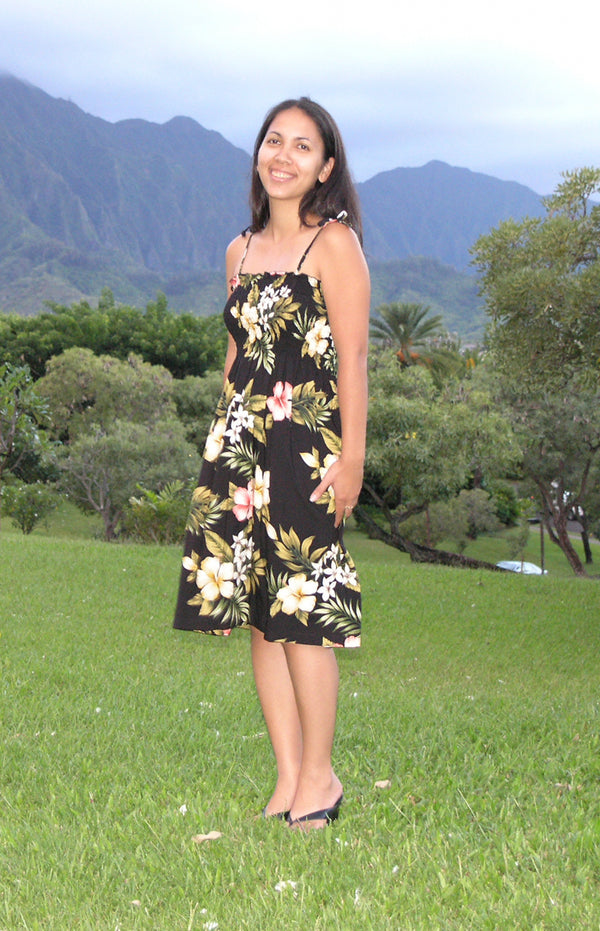 Clearance – Women’s Smocked Tube Dress – Hibiscus Stephanotis Print